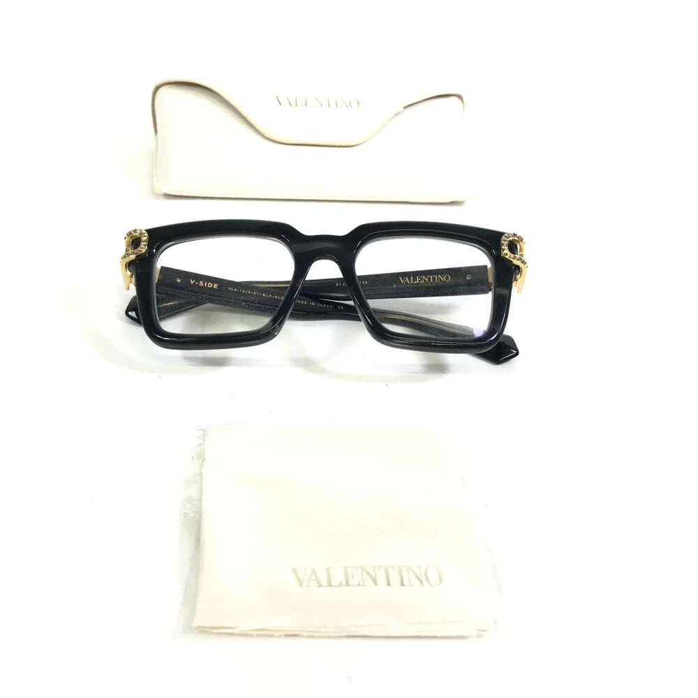 Valentino Eyeglasses Frames V-SIDE VLX-131A BLK-GLD Black Gray Gold 51-20-145
